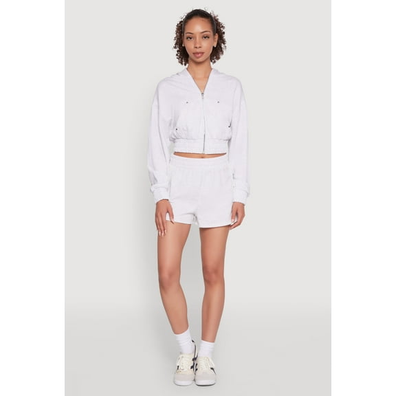 Womens Iris High Waisted Varsity Stripe Fleece Shorts