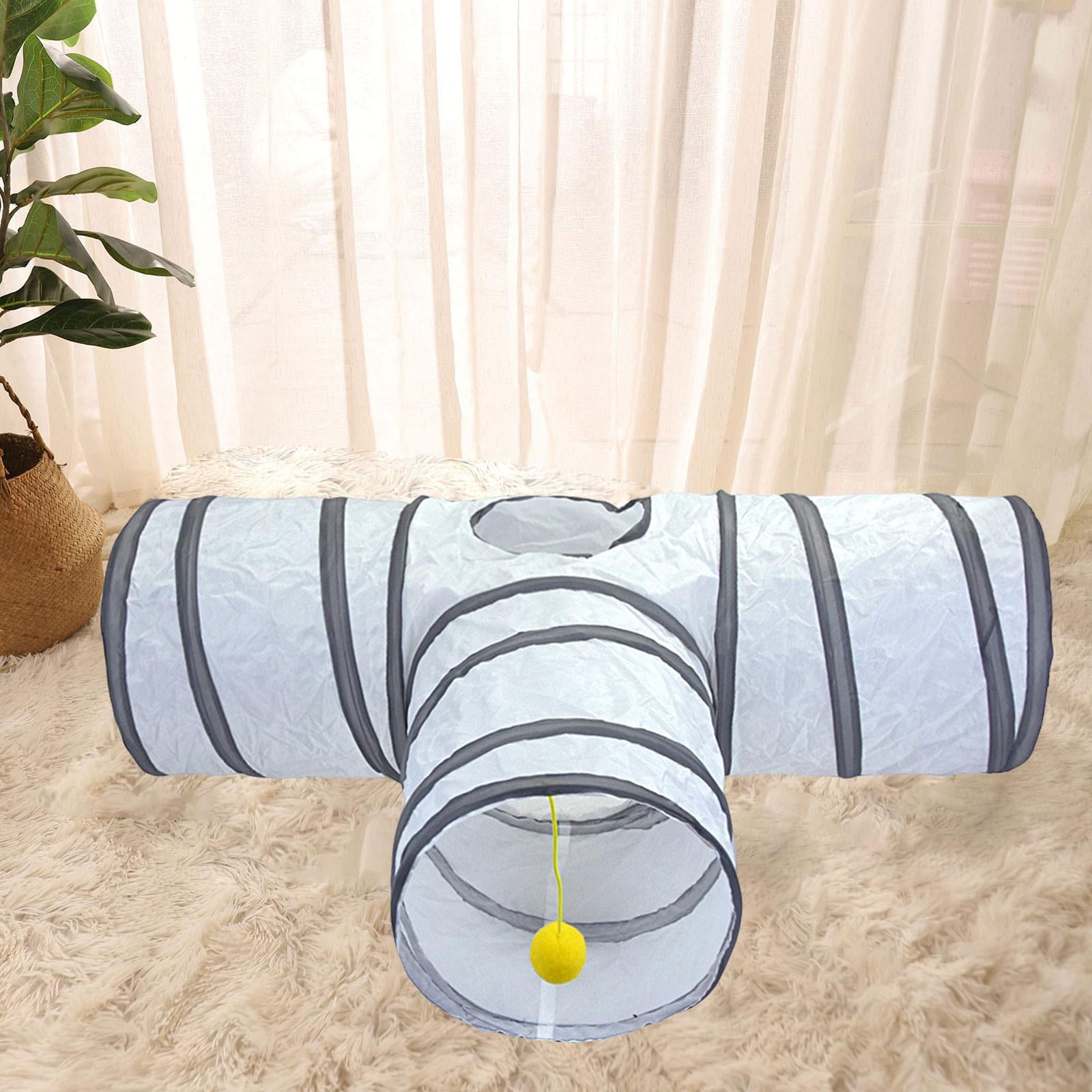 Collapsible Cat Tunnel Tube T Shape Pet Tunnel Scratch Resistant with Top Hole, with Play Ball, Kitten Playing Toy for Cats Indoor Exercising
