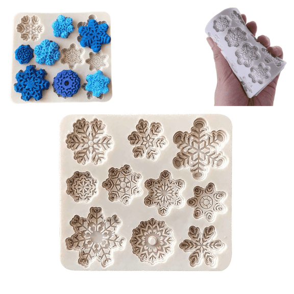 Silicone Snowflake Fondant Mold, Snowflake Shaped Baking Mold for Chocolate Candy Cake Holiday Decorating