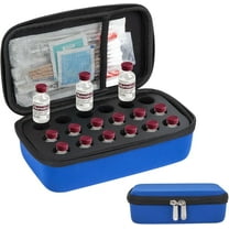 SUNMON Insulin Vials Refrigerator Storage Case - 18-Slots Insulin Small Bottle Organizer Medical Bag, Insulin Cooler Travel Case Compatible with U-100 Vials, (Blue)