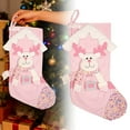 thumbnail image 2 of Christmas Stockings,3D Shiny Bling Large Stocking Santa Snowman Reindeer Xmas Holiday Christmas Home Decor Party Decorations Gifts for Family Gril Boy Kids (16.5",Pink), 2 of 9