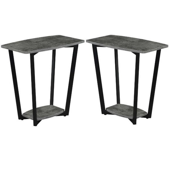 Home Square Graystone End Table with Shelf in Gray Wood Finish - Set of 2