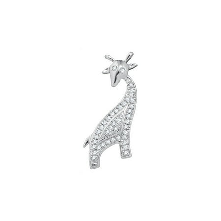 10K White Gold 0.10ctw Fancy Shiny Diamond Micro Pave Giraffe Fashion Pendant