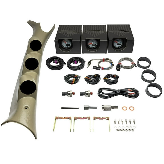 MaxTow Match Triple Pillar Gauge Package for the 2003-2009 Dodge Ram 3rd Gen Cummins w/ 60 PSI Boost, 1500 EGT & 30 PSI Fuel Pressure Gauges