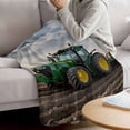 thumbnail image 3 of Farm Tractor Blanket Soft Cozy Warm Throw Blanket for Couch, Plush Fuzzy Flannel Fleece Blankets for Sofa, Green Truck Country Rustic Field Harvester Bed Blankets Lightweight Gifts for Women, 40"x50", 3 of 9