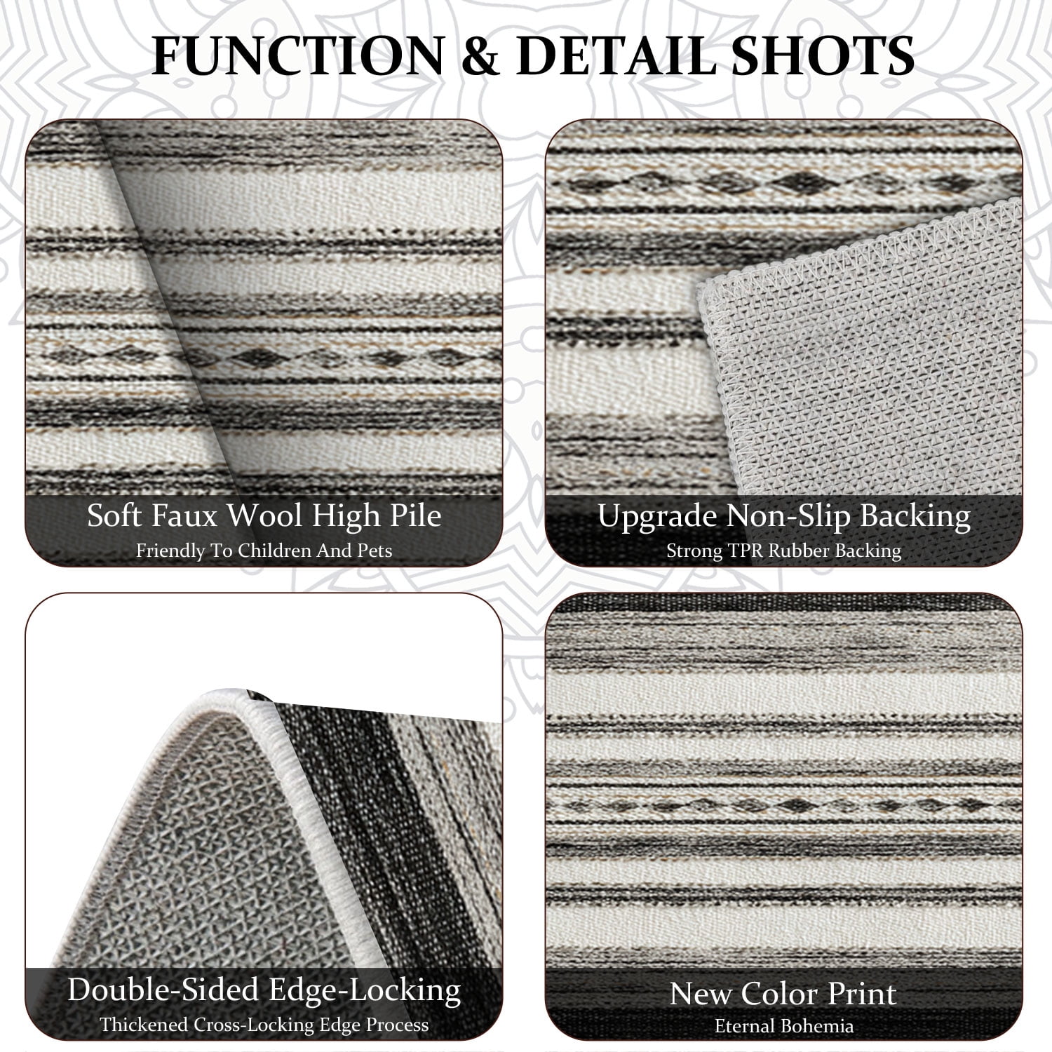 3 Piece Kitchen Rug Set, Non-Slip And Washable, Abstract Pattern Kitchen Hallway Rug, Soft And Comfortable, Suitable For Sinks, Floors, Entrances, Hallways and Bathrooms