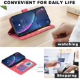 thumbnail image 6 of Case for iPhone 18 Pro Max, Rhombus Pattern Flip Wallet Leather Case, Card Holder Magnetic Closure Shockproof Kickstand Protective Cover,Red,For iPhone 18 Pro Max, 6 of 9