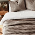 thumbnail image 3 of EVERGRACE Luxury Velvet Quilt Set King Size 3 Piece, Soft Cross-Stitch Velvet Comforter Set with Pillow Shams, Lightweight Coverlet Bedspread Bedding Set for All Seasons, Mushroom Brown, 3 of 8