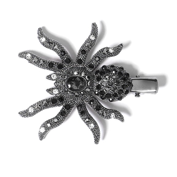Spider Hair Clip, Gothic Alloy Hair Clip with Sparkling, Halloween Party Costume and Cosplay, Black, 2.56 X 2.17 in