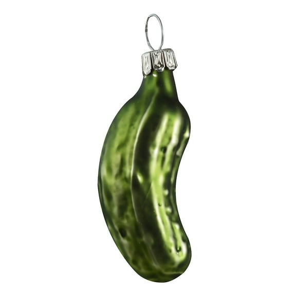 Dark Green Matte Glass Christmas Pickle Ornament (small)