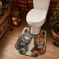 thumbnail image 5 of Sruoe U-Shaped Toilet Rug, Contour Toilet Pedestal Rug 16x20 Inch, Double Horse Print U‑Cut Microfiber Floor Mat, Soft Absorbent Non‑Slip Bathroom Decor Rug for Toilet Base, 5 of 8