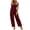 Wine, variant on Women's Halter Jumpsuit, Solid Color Sleeveless With Zipper Pocket, Elastic Waist One-Piece Pants For Summer Vacation Yellow XL