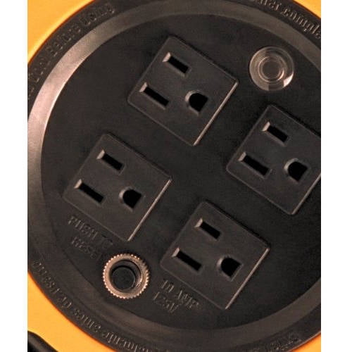 Woods 2801 Extension Cord Reel With Four 3-Prong Power Outlets