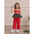 thumbnail image 6 of Toddler Baby Girl Halloween Christmas Outfit Smocked Spaghetti Strap Tank Top Wide Leg Pants Set, 6 of 9