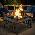 thumbnail image 5 of Outdoor Fire Pit, 32 Inch Fire Pit Tables Backyard Multifunctional Square Metal Stove Wood Burning with Cover Poker for Camping, Patio, Lawn, Bonfire (Bronze), 5 of 5