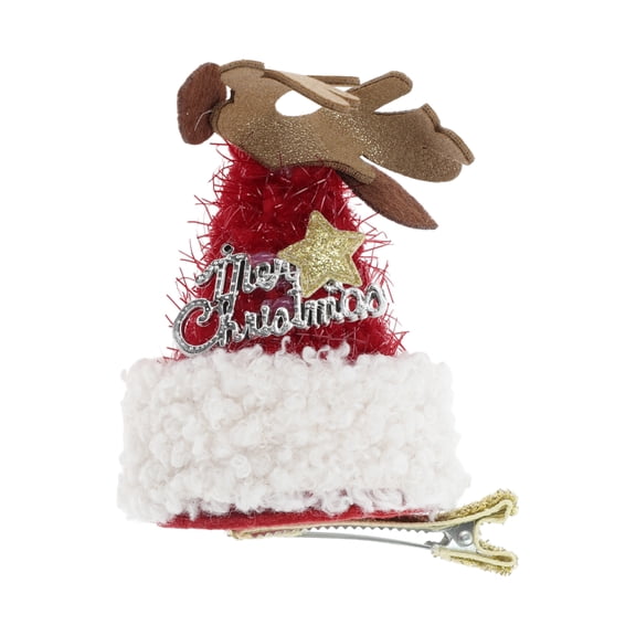 Unique Bargains 1 Pc Christmas Hair Clips Star Elk Hairdo Clip for Christmas 3.54"x2.36" Red White