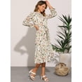 thumbnail image 4 of DARING DIVA Fall Floral Long Sleeve Chiffon Midi Dress XS White, 4 of 6