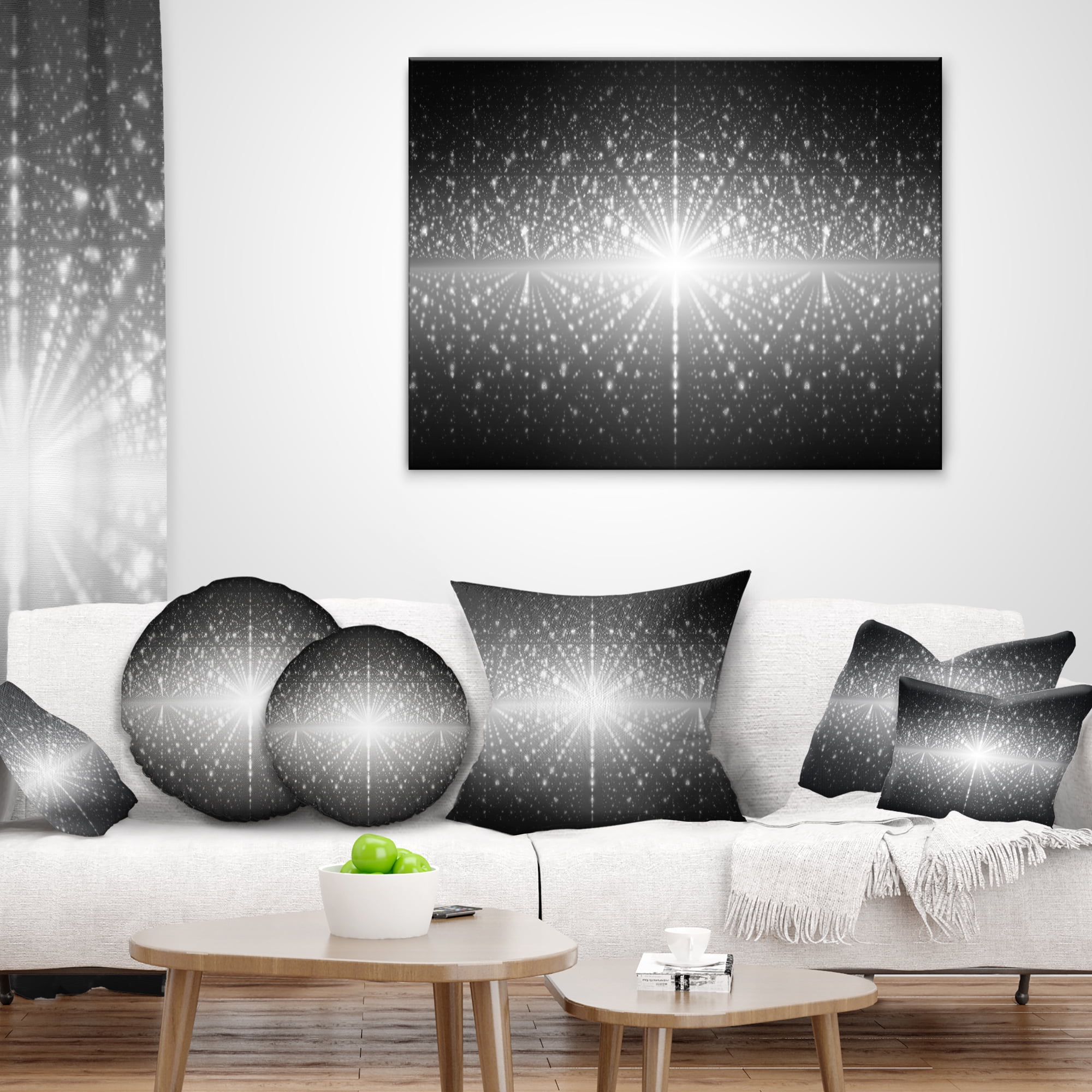 Designart Cosmic Galaxy with Shining Stars - Abstract Throw Pillow - 16x16