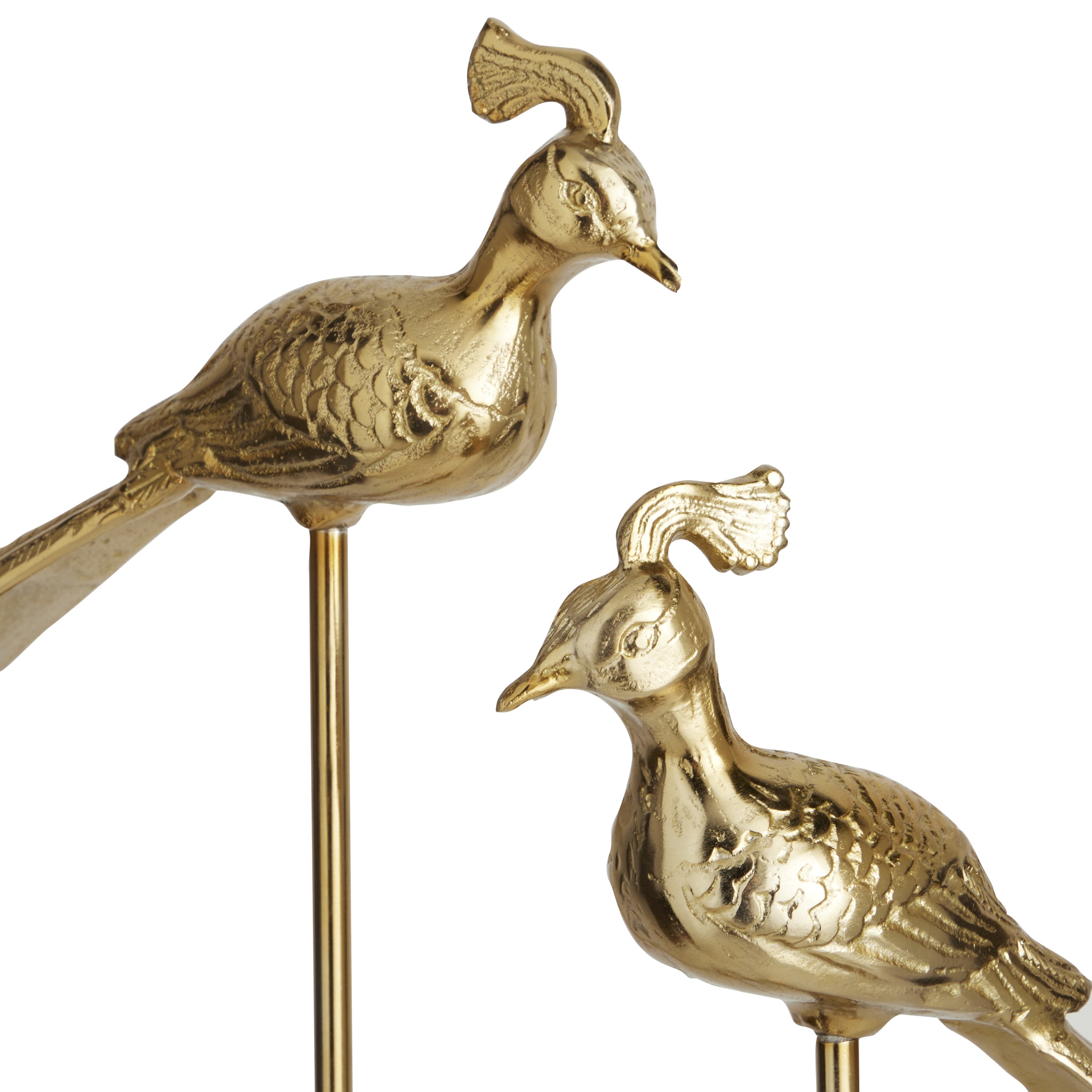 33", 27"H Gold Aluminum Bird Sculpture, by DecMode (2 Count)
