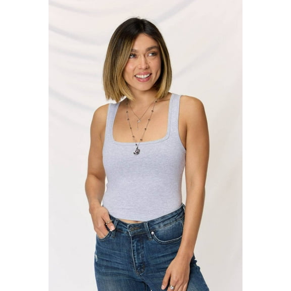 Zenana Square Neck Wide Strap Cropped Cami - Rosa Apparel