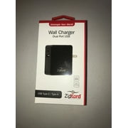 ZipKord Wall Charger Adapter For All USB-A & USB Type-C Cables - Black