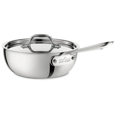 All-Clad D3 Stainless 3-Ply Bonded Cookware, Saucier with Lid, 2 Quart