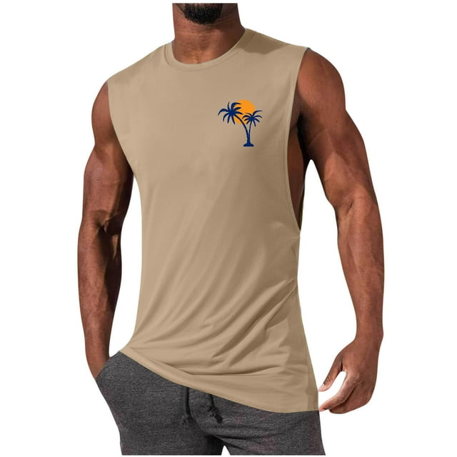 Camiseta sin mangas de cuello redondo para hombre, jersey deportivo de alta elasticidad, cuello redondo, sin mangas, ropa deportiva para hombre musculoso, camiseta sin mangas de algodón para hombre