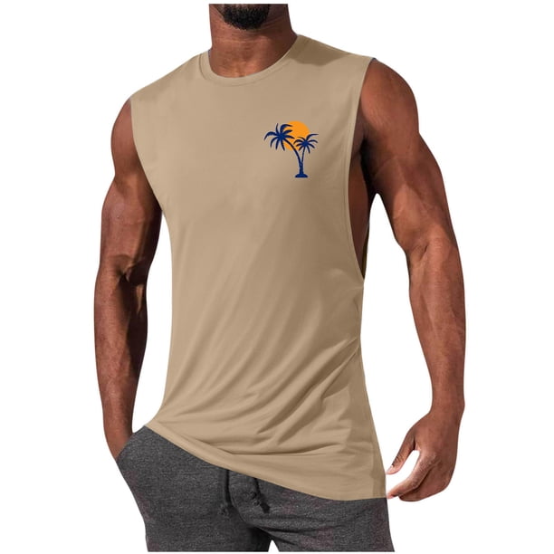 Camiseta sin mangas de cuello redondo para hombre, jersey deportivo de alta elasticidad, cuello redondo, sin mangas, ropa deportiva para hombre musculoso, camiseta sin mangas de algodón para hombre