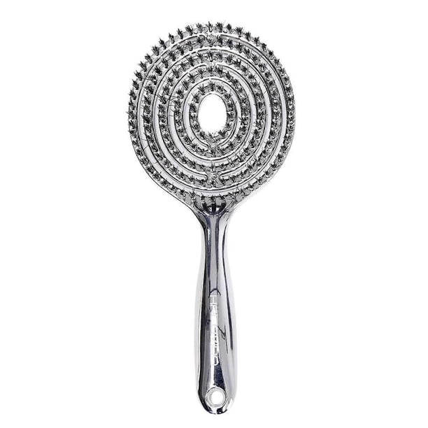 Hollow Round Bristles Brush Electroplated Anti Static Massage Tool Reduces Heat Damage For Quick Drying Voluminous Hair Styling