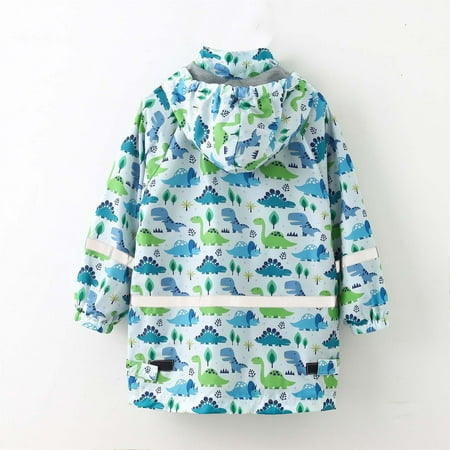 

BadyminCSL Rainy Season Children s Raincoat Jacket Cute Print Hooded Mid-length Jacket With Pockets