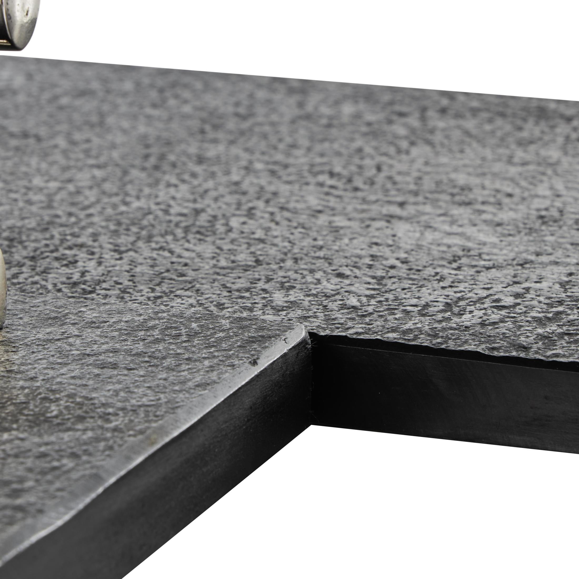 DecMode 22", 18"W Black Marble Textured Tray with Silver Handles, 2-Pieces