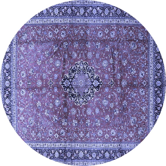 Ahgly Company Machine Washable Indoor Round Persian Blue Traditional Area Rugs, 7' Round