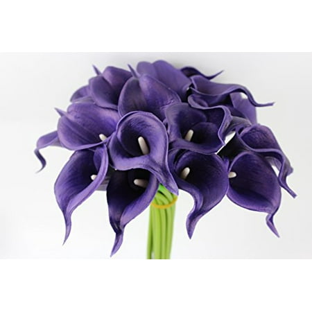 10pc set of Real Touch calla lily-Small Bloom Fragrance Flower perfect for making bouquet, boutonniere,corsage (Regency Royal