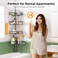 thumbnail image 6 of Shower Caddy Tension Pole: 4-Tier Corner Rustproof Bathroom Organizer with Soap Holder & Hooks - No-Drill Adjustable Shower Shelf for Renters - Family Stand Storage Rack - 47-123 Inch, 6 of 10