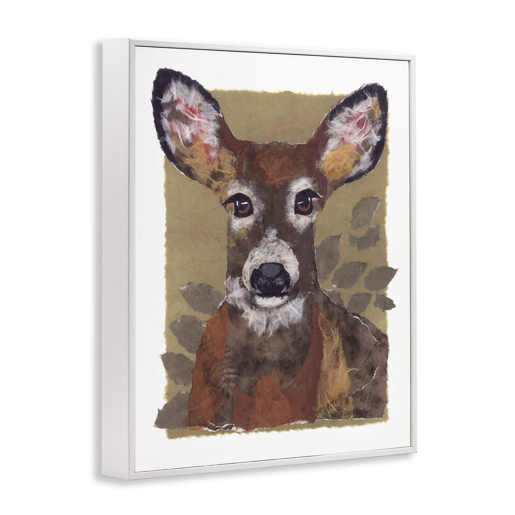 Stupell Industries Woodland Deer Painting Animals & Insects Painting White Framed Art Print Wall Art, 16 x 20