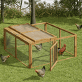 thumbnail image 2 of Magshion 45.5" Wooden Chicken Coop Rabbit Hutch, Fir Wood Pet Cage Small Animal Poultry Cage Run with 2 Access Areas, Foldable Pet House Outdoor Large Hen House (Natural), 2 of 10