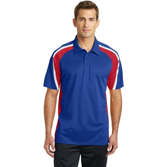 SPORT-TEK Men's Tricolor Micropique Sport Wick XL True Royal/True Red/White