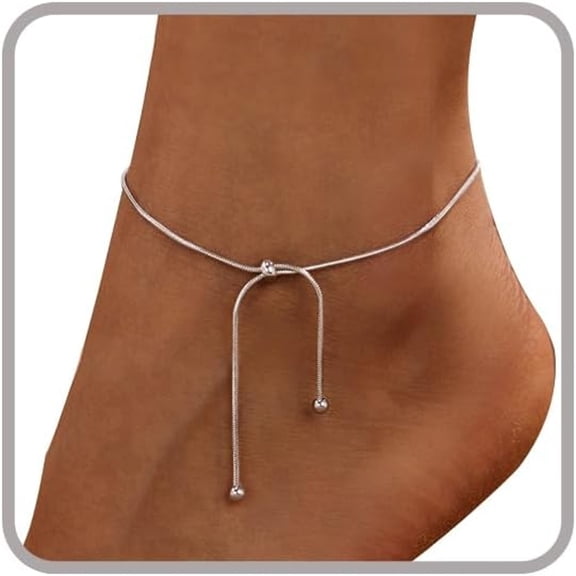 DESIGNICE Ankle Bracelets Stainless Steel Gold Anklets Waterproof Silver Anklet Bracelet Summer Beach Jewelry Plus Size Anklets for Big Ankles Foot Jewelry Dainty Starfish Sea Shell Moon Star Anklet