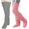 thumbnail image 3 of YFGEFTR 2 Pairs Over Knee High Fuzzy Leg Warmers Plush Slipper Stockings Furry Long Leg Warmers for Women Christmas Sleeping Socks, 3 of 4