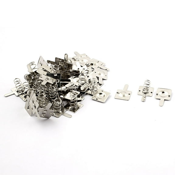 Metal AA Battery Spring Contact Lamination Plate Terminal Silver Tone 30pcs