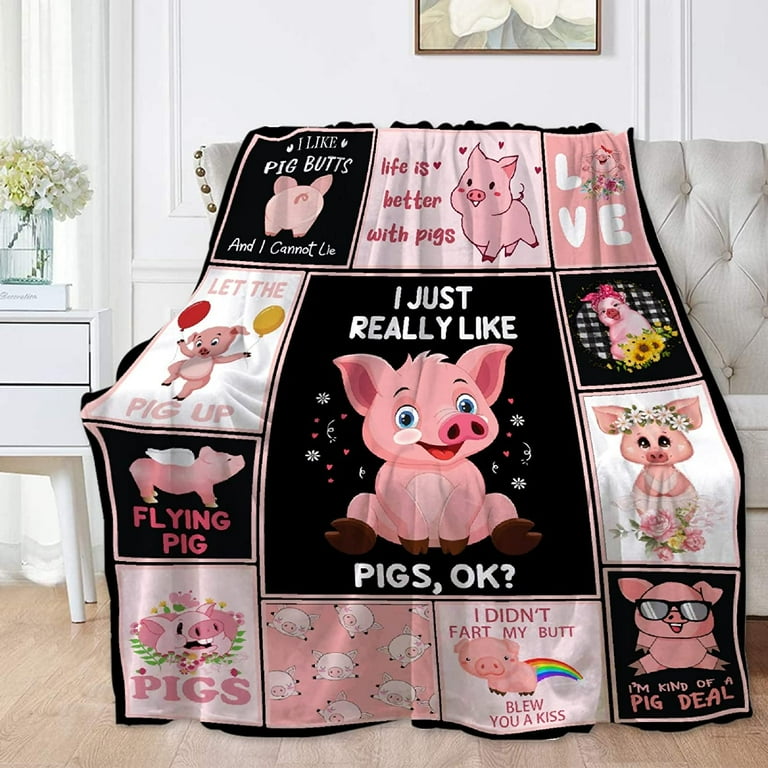 Cute Pigs Blanket Lightweight Soft Flannel Fleece I Just Really