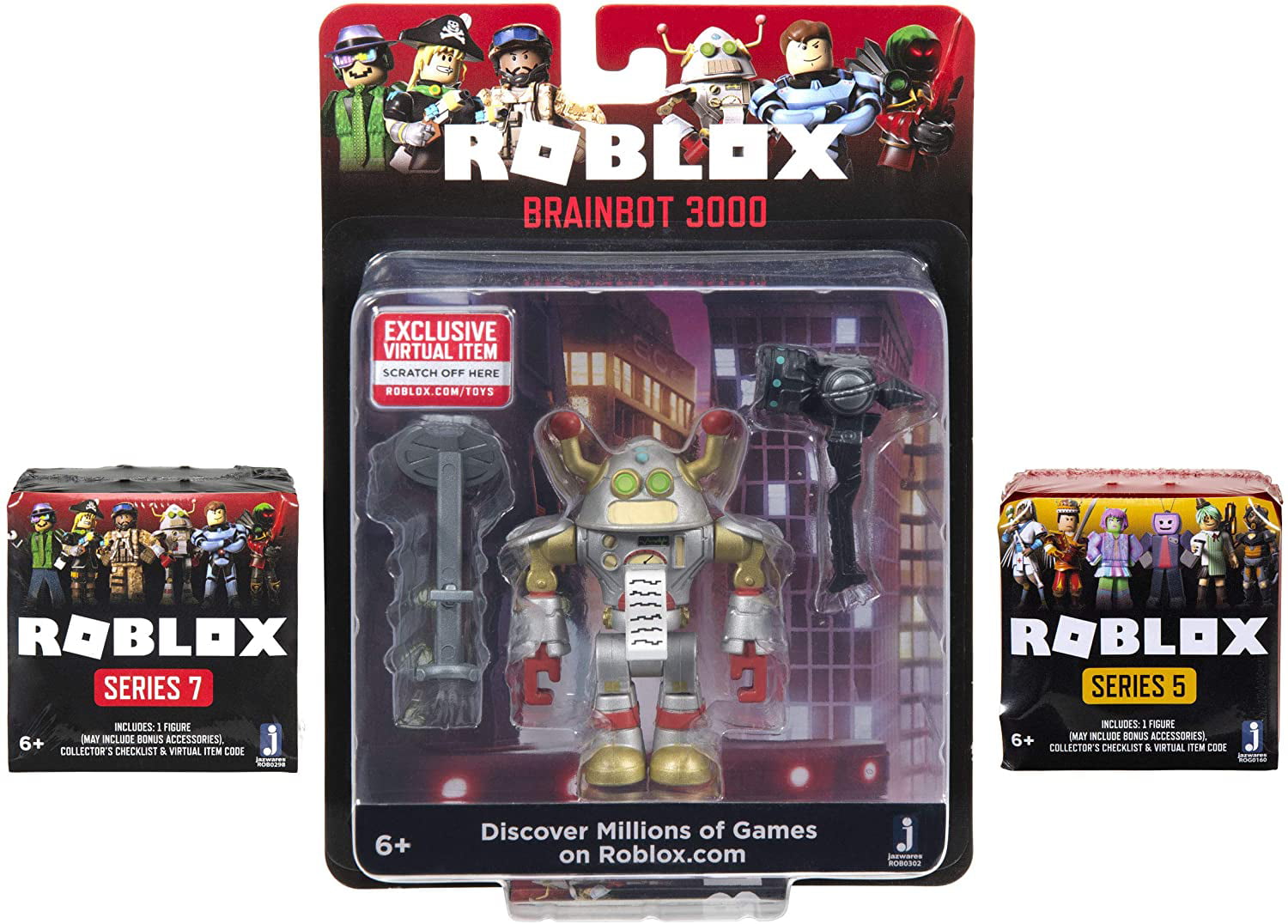 Roblox Action Collection Brainbot 3000 Figure Pack Two Mystery Figure Bundle Includes 3 Exclusive Virtual Items Walmart Com Walmart Com - roblox chromebook bundle