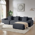 thumbnail image 3 of Leumius 113" L-Shaped Modular Sectional Sofa,Corduroy Fabric Upholstered 3 Seater Couch with Deep Seat and Movable Ottoman,No Assembly,Dark Gray, 3 of 10