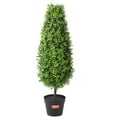 thumbnail image 2 of 2-Pack 3ft Artificial Boxwood Topiary Trees, All-Weather Faux Greenery for Porch & Garden, 2 of 7