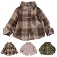 thumbnail image 2 of Long Sleeved Plaid Shirt Boy'S Color Block Cardigan Lapel Top,Plaid Lapel Shirt 4-5Years, 2 of 9
