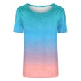thumbnail image 4 of Pincandy Women's Casual and Fashionable Printed T-shirt with Round Neck and Short Sleeved Top T-Shirts Round Neck Cute Tunic Tops Basic Tees Blouses Business Work Tee Top,Sky Blue,L, 4 of 4