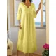 thumbnail image 3 of Vestido recto de talla grande para mujer, de media manga, plisado, informal, con escote en V, estilo bohemio, de lino, para playa, para verano, 2024, 3 of 5