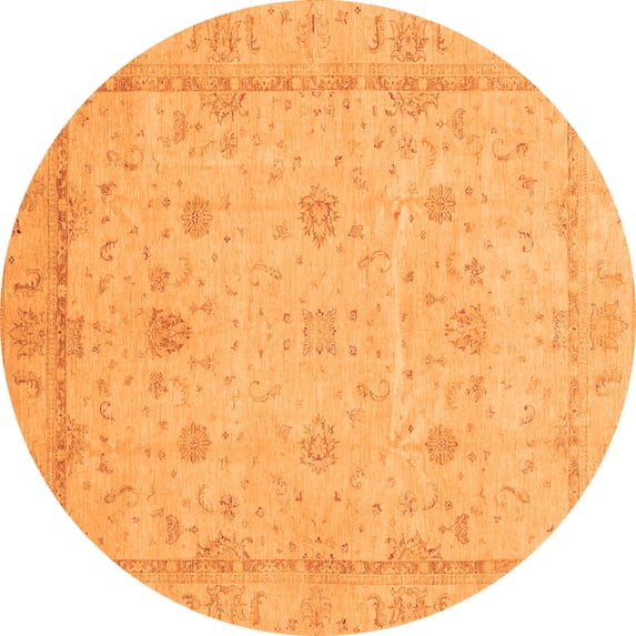 Ahgly Company Indoor Round Oriental Orange Traditional Area Rugs, 8' Round