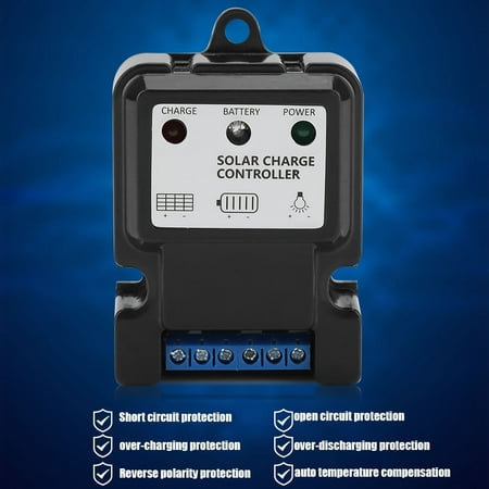 NFTIGB PWM Intelligent Smart Solar Energy Charge Controller Regulator 10A 6V/12V for Small Solar Power Systems and Renewable Energy Backup
