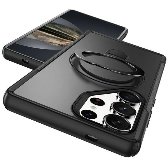Dteck Magnetic Stand for Samsung Galaxy S25 Ultra Case, Fit for MagSafe, Military Grade Shockproof S25 Ultra Phone Case 6.9" with Ring Holder Kickstand,Black